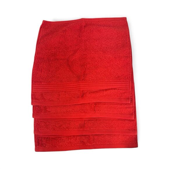 100% Turkish Cotton Washcloth Christmas Holly Berry Red 13’ Set Of 4 - Picture 5 of 7